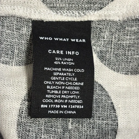 Who What Wear XL Black White Polka Dot Linen Blend Midi Dress - Picture 3 of 7